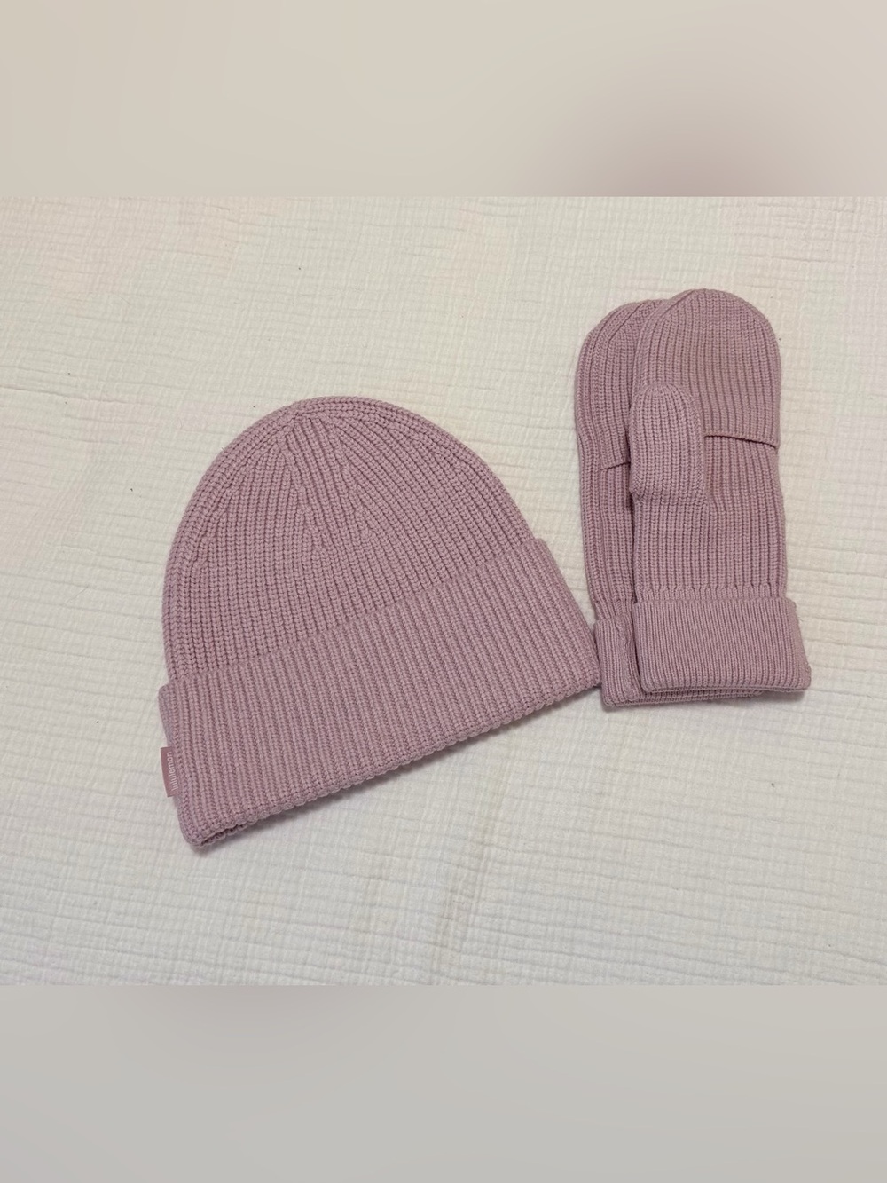 lululemon Women's Ribbed Merino Wool-Blend Knit Cozy Set in Heathered Pink Peony